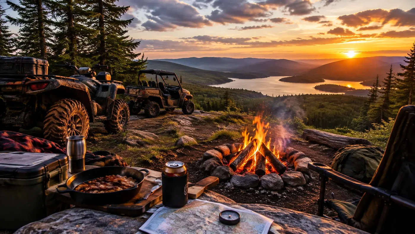Bacon Boys riders and ATVs on a rugged New England trail